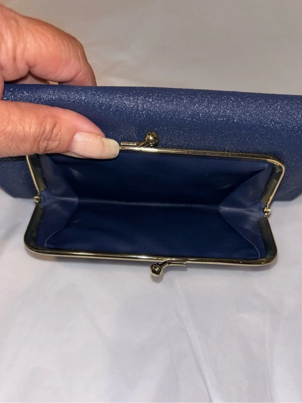 Vintage Buxton Checkbook calculator organizer wallet blue textured leather
